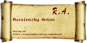 Ruzsinszky Antos névjegykártya